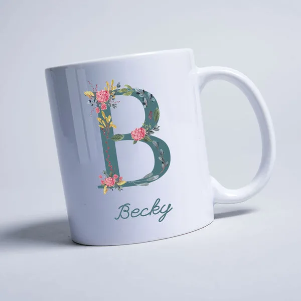 Personalised Mug - Watercolour Floral Initial thumbnail 2