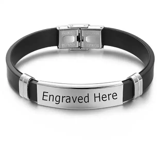 Custom Engraved Name Bracelet – Unisex Silver Finish Personalized Bracelet for Men & Women thumbnail 2