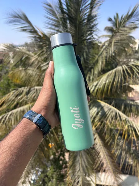 900ml Customised Stainless Steel Cola Bottle | Personalized Name Engraved | Insulated Hot & Cold | With Strap & Steel Cap thumbnail 3