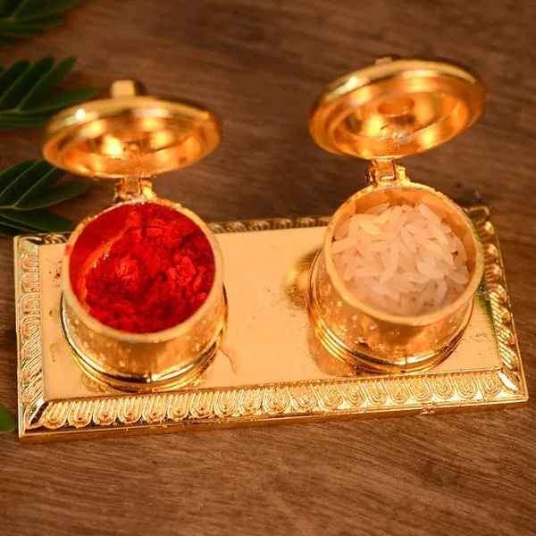 Handicraft Metal Kumkum Box – Decorative Sindoor Dabbi Chopda Showpiece (4 Inch) thumbnail 2