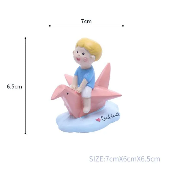 Boy on Paper Crane Good Luck Showpiece thumbnail 3