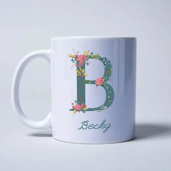 Personalised Mug - Watercolour Floral Initial thumbnail 3