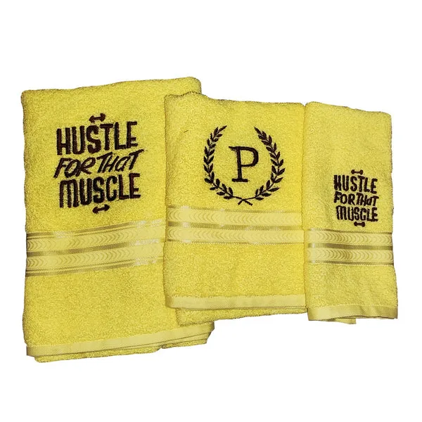 Personalised 100% Cotton Terry Towels with Initial Embroidery – Soft & Absorbent (Bath, Small Bath & Hand Towel Set) thumbnail 2