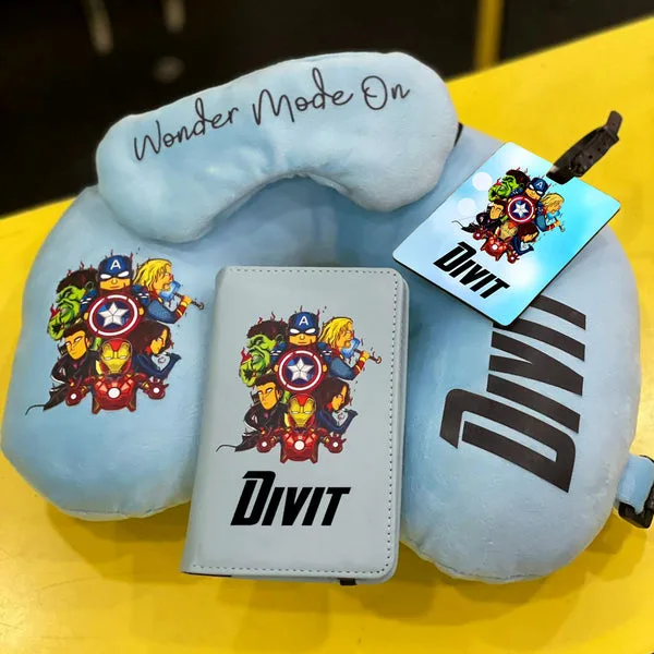 Personalized 4-in-1 Travel Essentials Set – Passport Cover, Luggage Tag, Eye Mask & Neck Pillow thumbnail 3