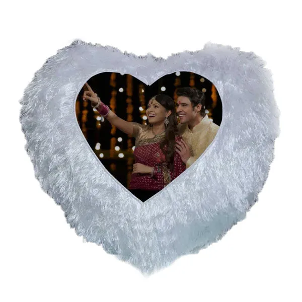 Heart Shaped Personalized LED Fur Cushion thumbnail 1