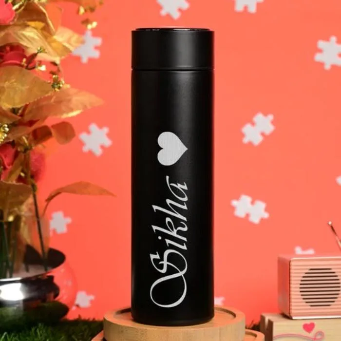 Personalised Black LED Temperature Bottle thumbnail 5