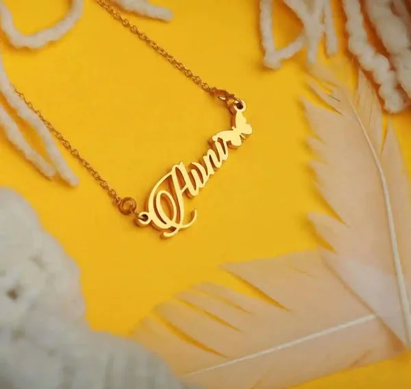 Personalized Name Pendant With Butterfly thumbnail 2
