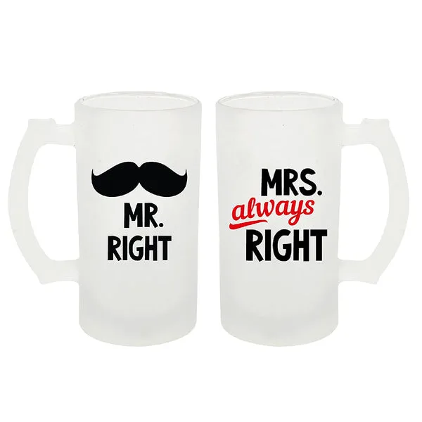 Mr. Right & Mrs. Always Right Frosted Beer Mugs (16oz, Pack of 1) thumbnail 2