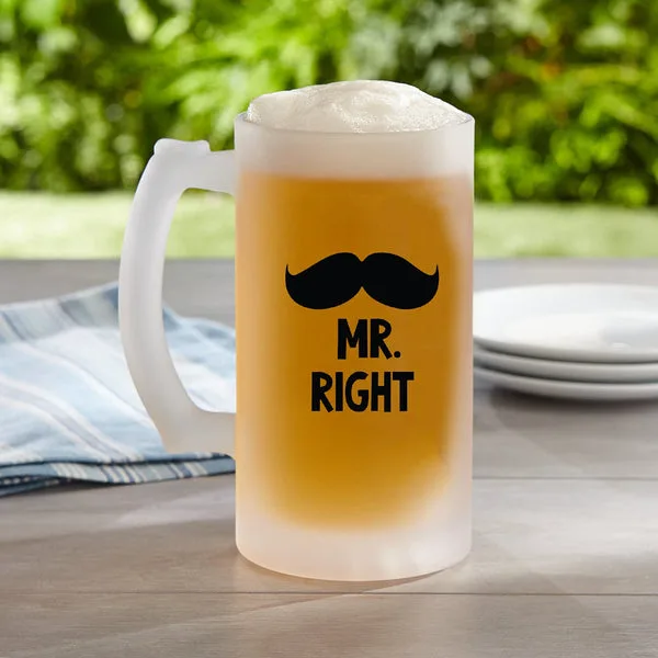 Mr. Right & Mrs. Always Right Frosted Beer Mugs (16oz, Pack of 1) thumbnail 3
