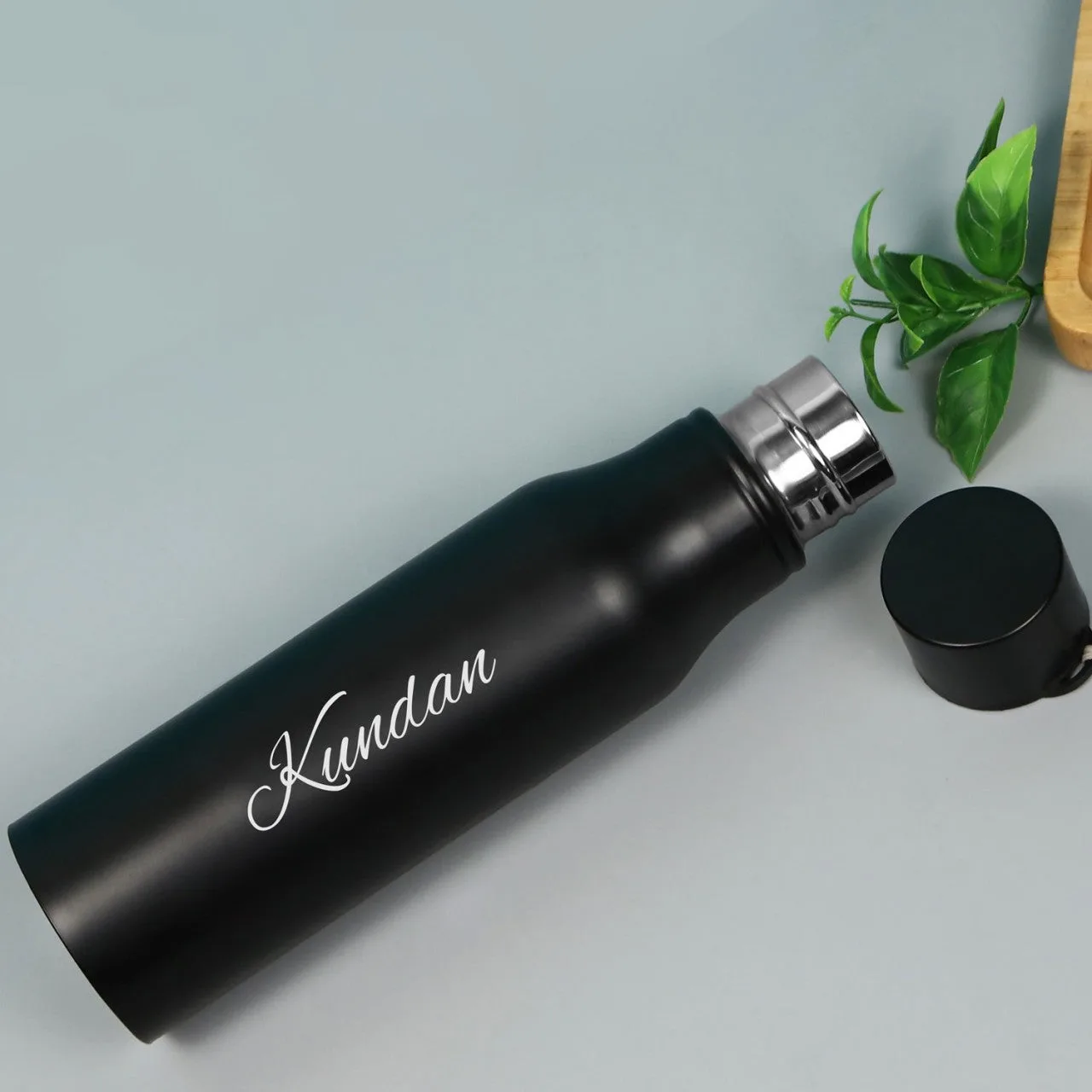 Custom Name Stainless Steel Insulated Water Bottle – Personalized Black Vacuum Flask thumbnail 1
