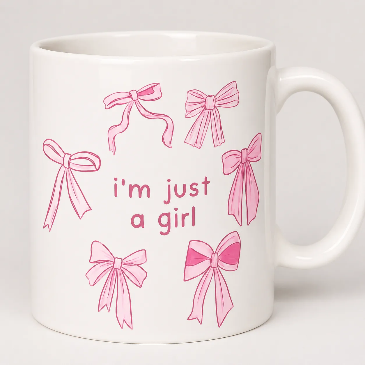 I'm Just A Girl Pink Bow Ceramic Mug | Cute Aesthetic Coffee Mug for Girls thumbnail 2