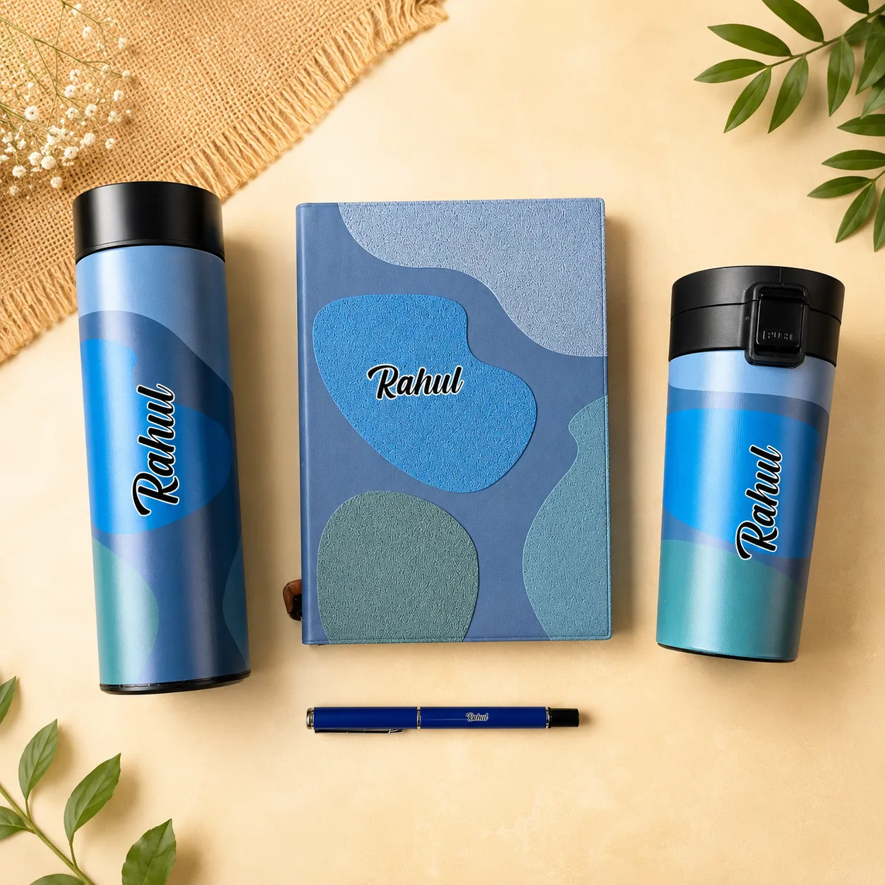 Doodle 4-in-1 Premium Corporate Gift Set | Personalized Gift Hamper with Temperature Bottle, Diary, Travel Mug & Pen thumbnail 2