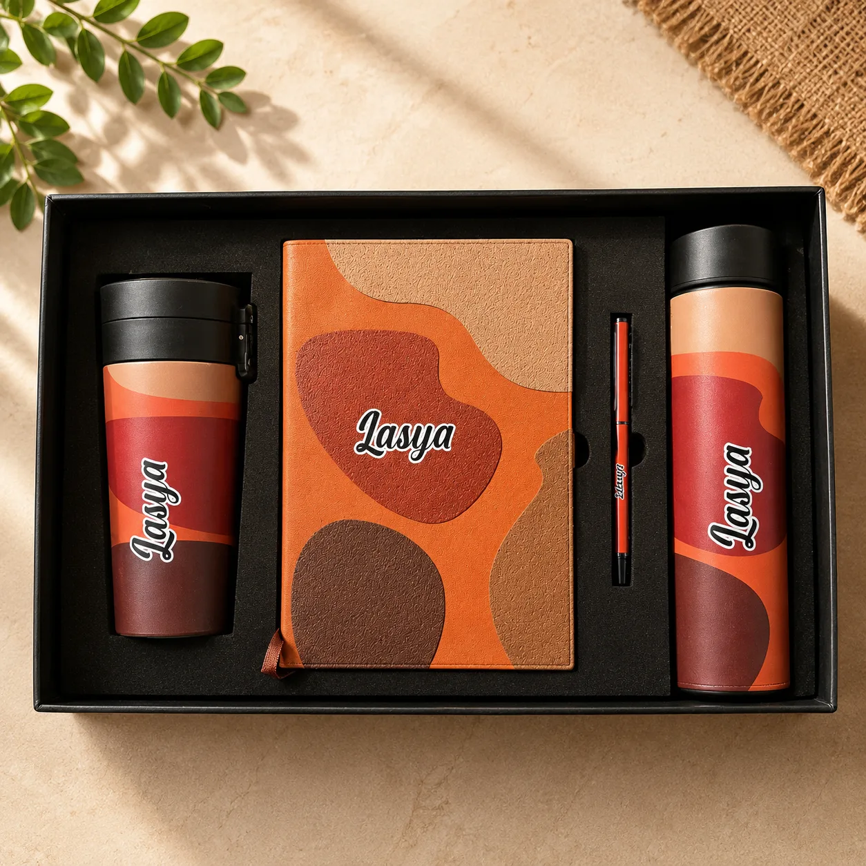Doodle 4-in-1 Premium Corporate Gift Set | Personalized Gift Hamper with Temperature Bottle, Diary, Travel Mug & Pen thumbnail 3