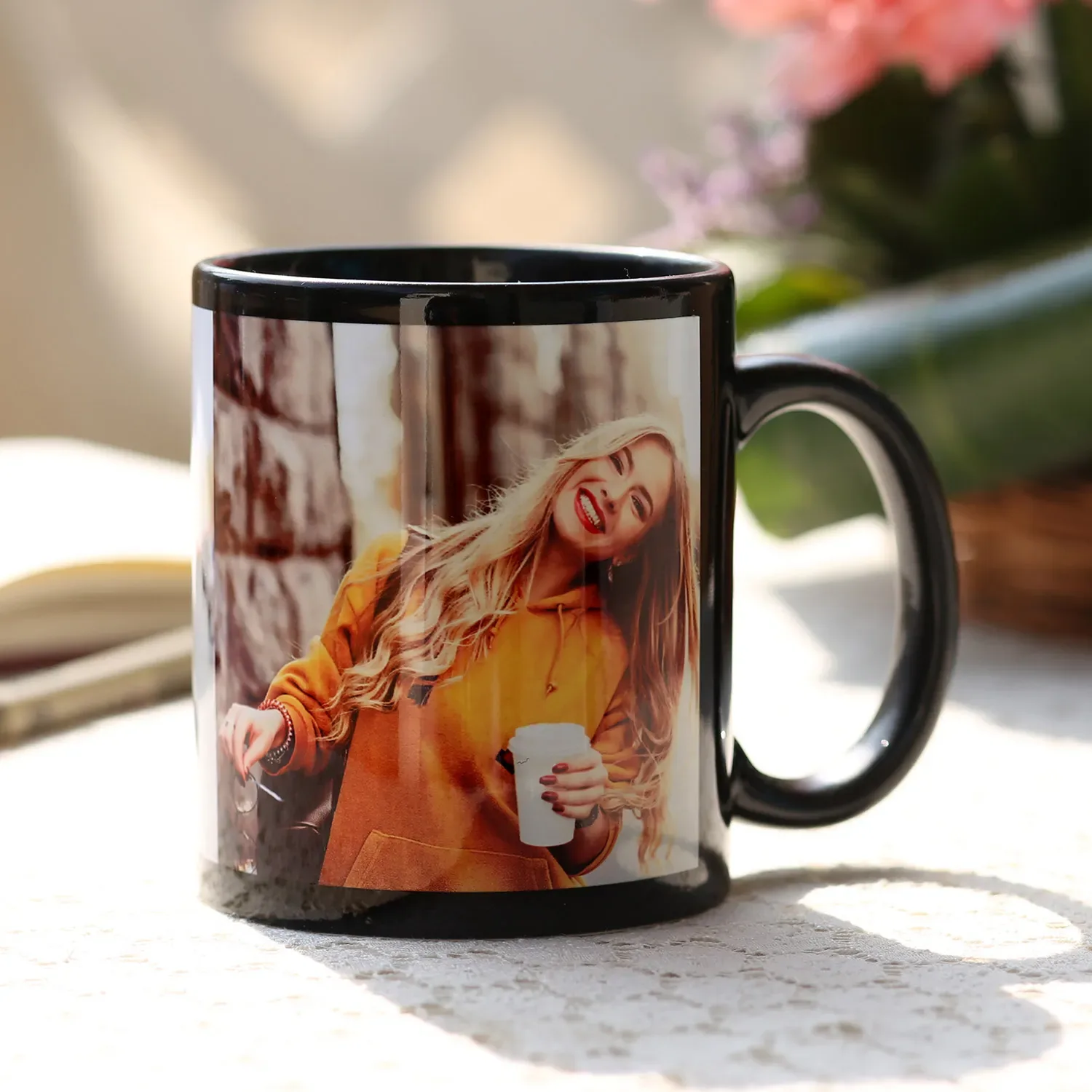 Personalised Black Patch Ceramic Mug – Add Your Photo thumbnail 1