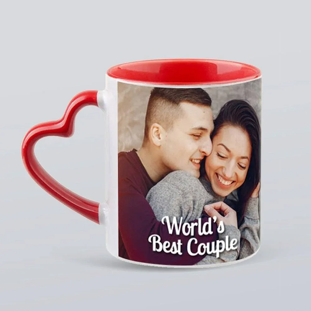 Personalised Heart Handle Photo Mug – World’s Best Couple Design thumbnail 1