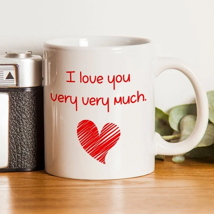 I Love You Very Very Much Ceramic Mug – Romantic Gift Coffee Cup with Red Heart thumbnail 1