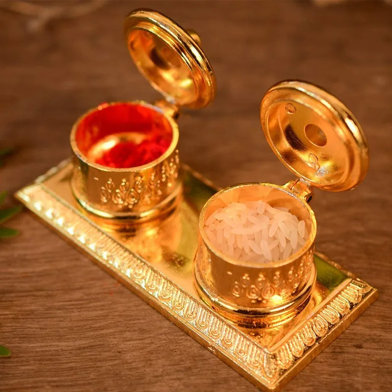 Handicraft Metal Kumkum Box – Decorative Sindoor Dabbi Chopda Showpiece (4 Inch) thumbnail 1