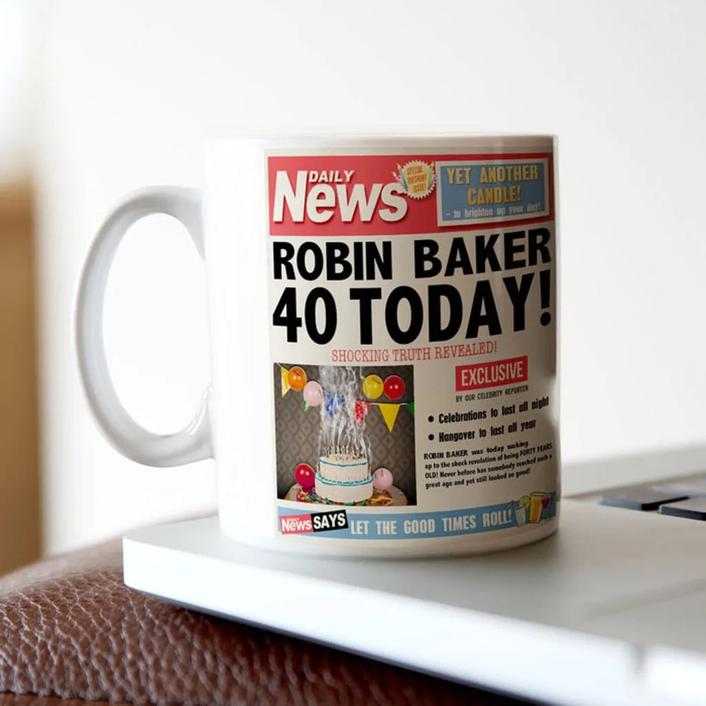 Personalised Mug - 40th Birthday News thumbnail 1