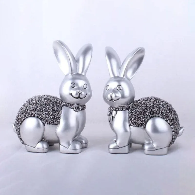 Pair of Silver Rabbit Decor showpiece for Living Room thumbnail 1