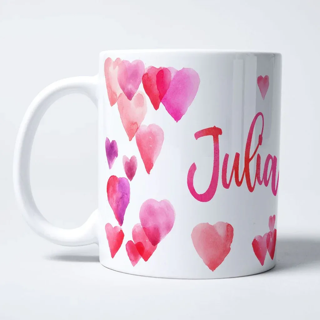 Personalised Mug - Watercolour Hearts thumbnail 1