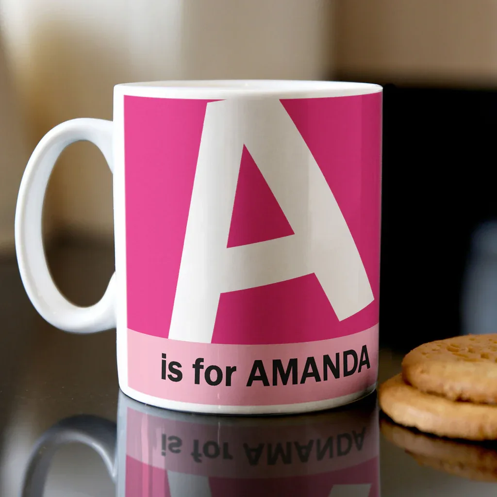 Personalised Mug - A To Z Vibrant Pink thumbnail 1