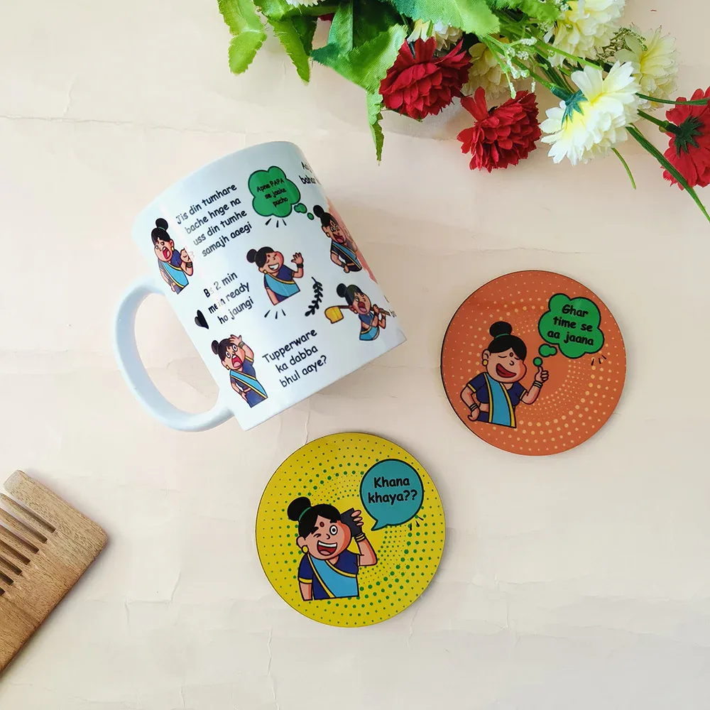 Mother's Day Gift Set – Quirky Ceramic Mug with Tea Coasters for Mom thumbnail 1