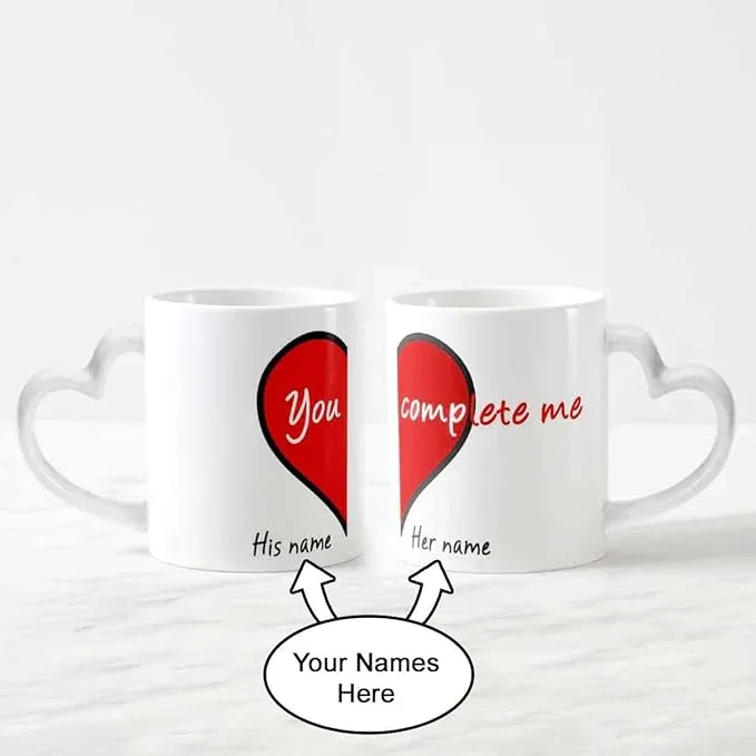You Complete Me – Personalized Name Printed Couple Mug Set (Set of 2) thumbnail 1