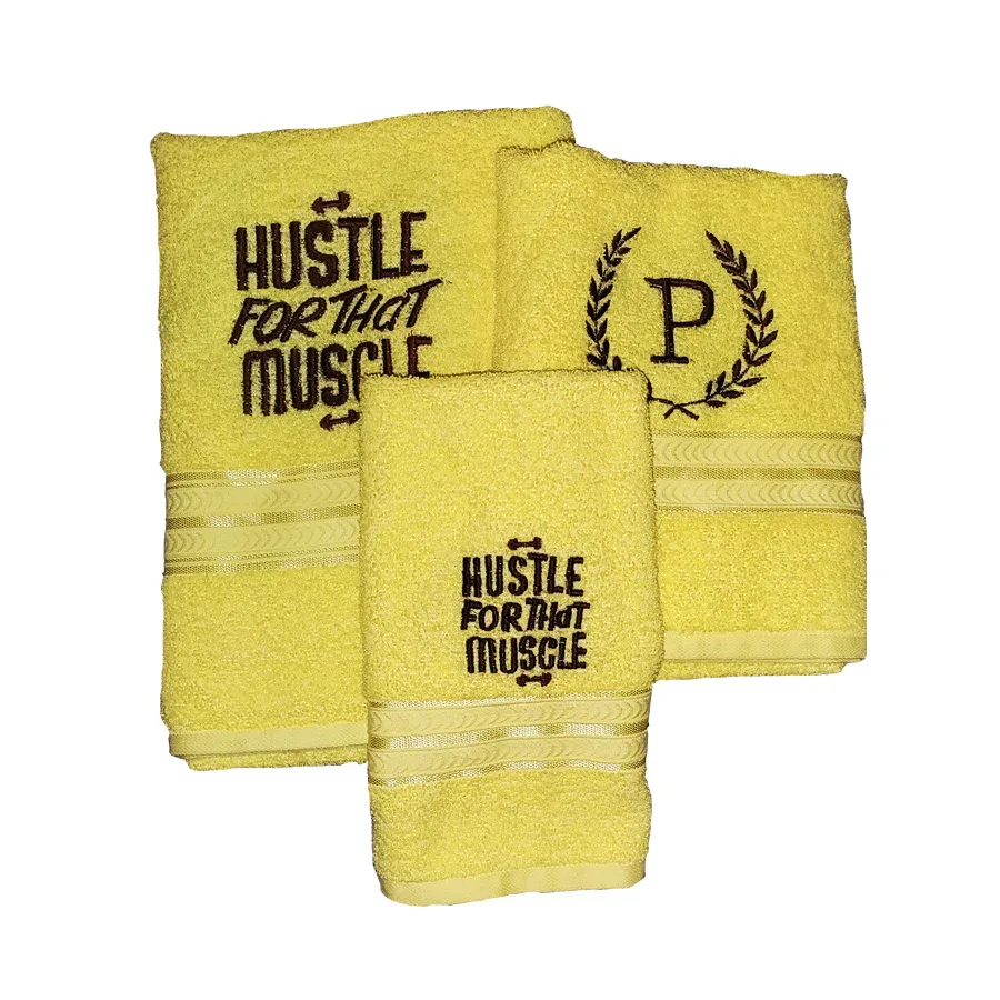 Personalised 100% Cotton Terry Towels with Initial Embroidery – Soft & Absorbent (Bath, Small Bath & Hand Towel Set) thumbnail 1