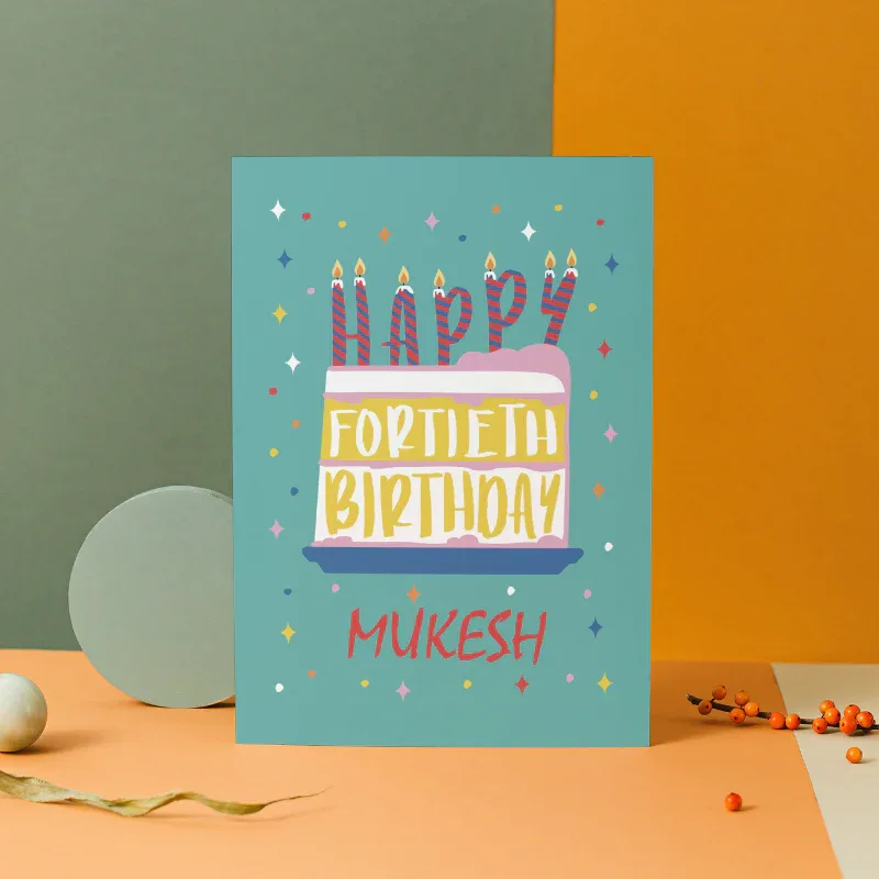 Personalized Card - 40th Birthday Cake thumbnail 1