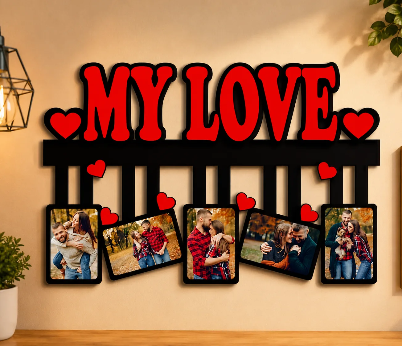 Personalized My Love Couple Photo Frame Wall Hanging thumbnail 1