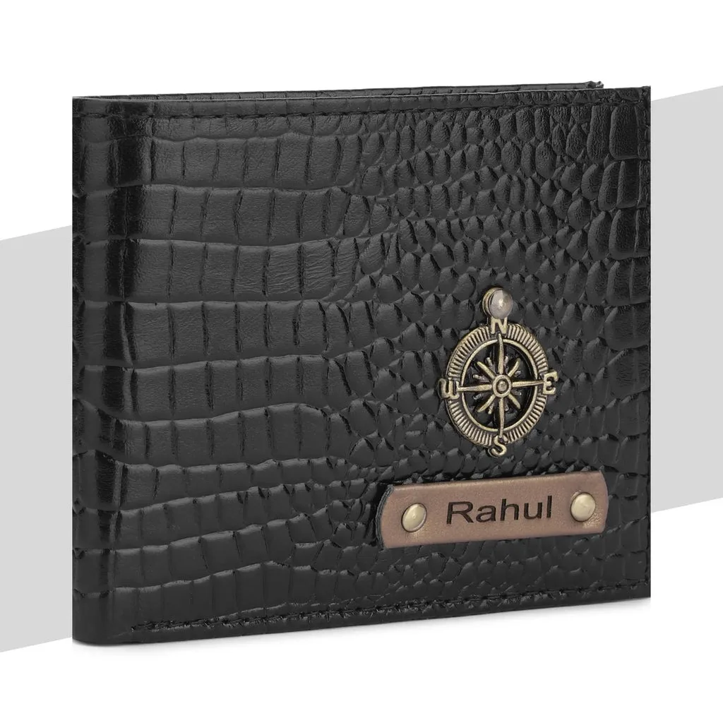 Personalised Men’s Premium Croco Leather Wallet with Name & Charm – Suitable for Men