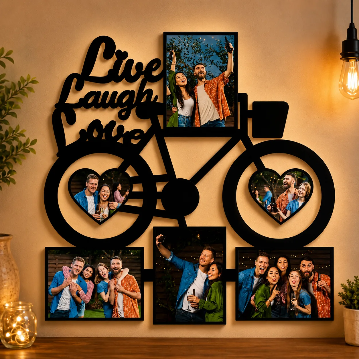 Product Title: Personalized Live Laugh Love Bicycle Photo Frame Wall Décor