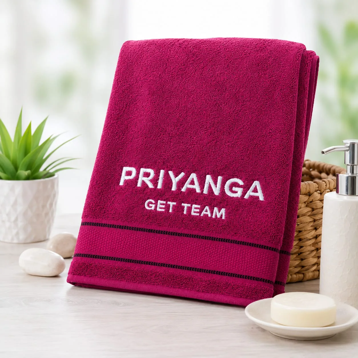 Personalised Hand Towel with Name Embroidery | 100% Cotton | 23 x 16 Inch | Custom Name Towel